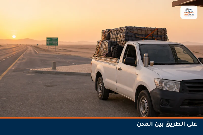 وانيت محمّل في استراحة على الطريق بين المدن