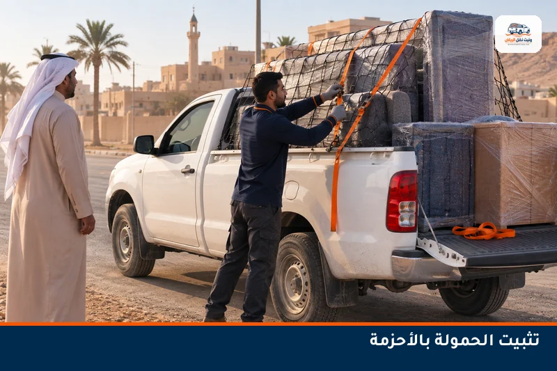 تثبيت الحمولة بالأحزمة والشبك