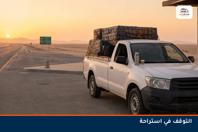 وانيت متوقف في استراحة على الطريق